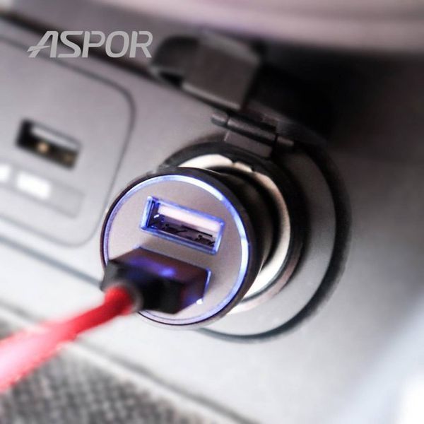 Автомобільний зарядний пристрій Aspor A918 metal блочок (2USB/3.4A) LED- чорний 920009 фото
