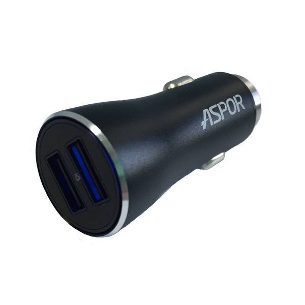 Автомобільний зарядний пристрій Aspor A918 metal блочок (2USB/3.4A) LED- чорний 920009 фото