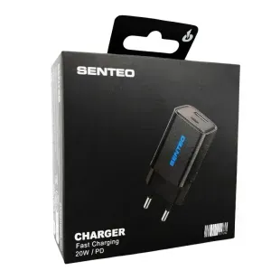 Мережевий зарядний пристрій Senteo S-03 USB-C+USB-A PD20W/QC3.0/18W version1 (CE Сертифікат)- чорний 40202012 фото