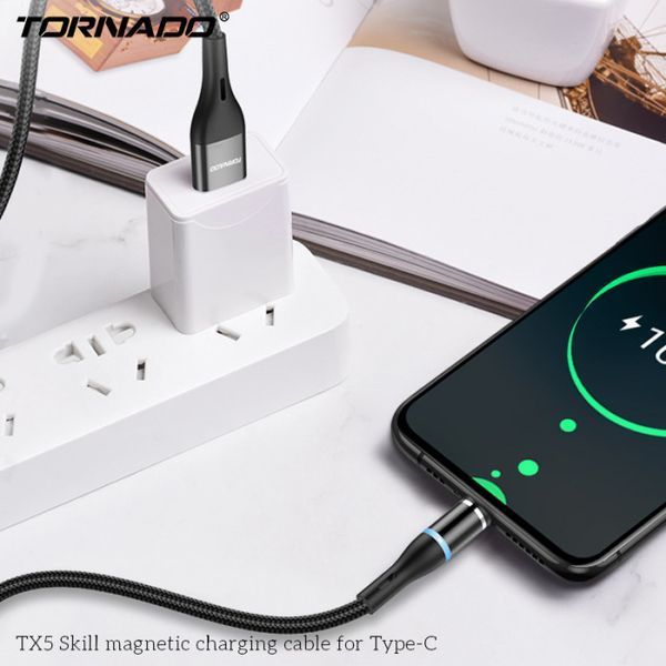 USB кабель Tornado TX5 Magnetic Type-C (3,0A/1м)- чорний 779857 фото