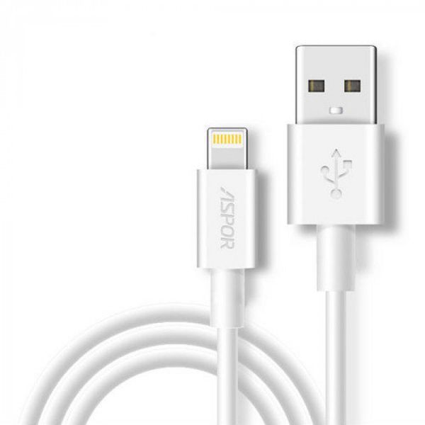 USB кабель Aspor A172 Plus Lightning (2.1A/2m) - белый 51386 фото