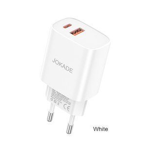 Сетевое зарядное устройство для Jokade JB111 PD 45W+22.5W (USB-A+USB-C)- белый 51643 фото