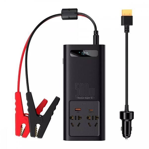 Автомобільний інвертор Baseus 500W 220V (CGNBO00101,BS-CI50-02)- чорний 51278 фото