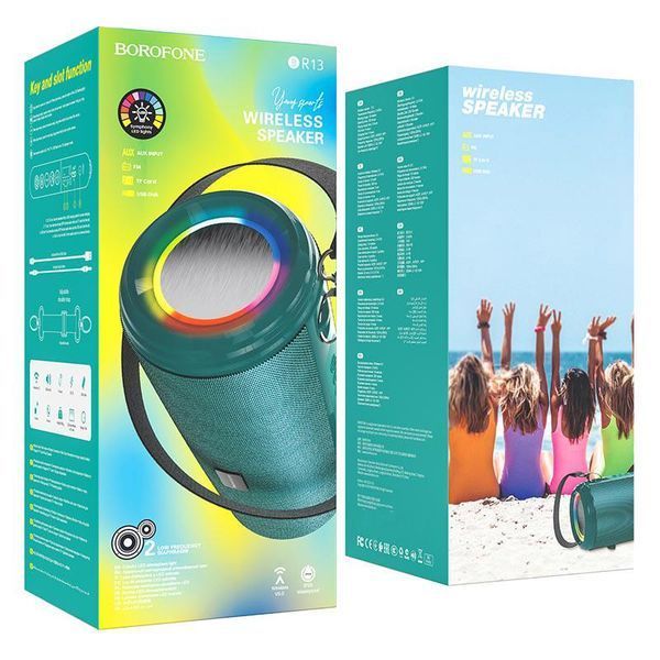 Bluetooth колонка Borofone BR13 Young sports- бірюзовий 161466 фото