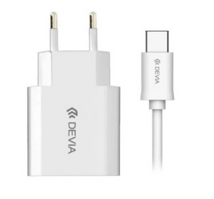 Сетевое зарядное устройство DEVIA EU (5V/2.1A/1USB) + USB кабель Type-C-белый 844554 фото