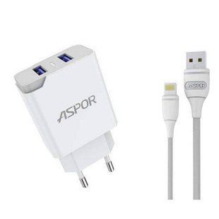 Мережевий зарядний пристрій Aspor A823 (2USB/2.4A) + USB кабель Micro- білий 925093 фото