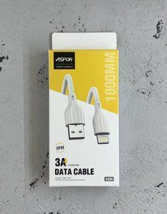 USB кабель Aspor A096 Lightning 3A/1м- білий 51533 фото
