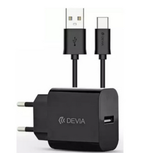 Сетевое зарядное устройство DEVIA EU (5V/2.1A/1USB) +USB кабель Type-C- черный 844555 фото