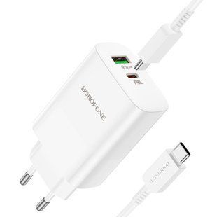Сетевое зарядное устройство для Borofone BN10 PD65W (USB+USB-C)- белый 51297 фото