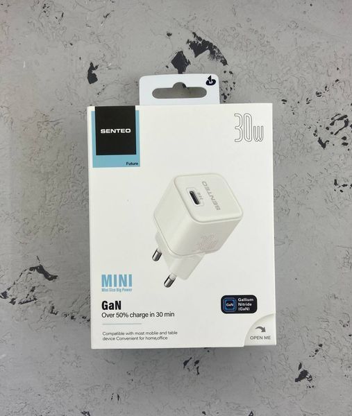 Мережевий зарядний пристрій Senteo Z-09 USB-C PD30W Gan Mini (CE Сертифікат)- білий 40202027 фото