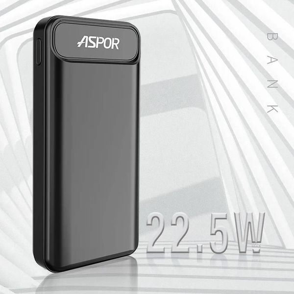 Power Bank Aspor A396 PD 20000mAh (22.5W/PDUSB-C laptops fast charging)- чорний 900122 фото