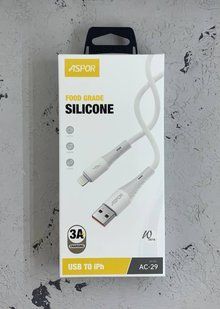 USB кабель Aspor AC-29 Lightning Silicone 3A/1м- білий 51536 фото