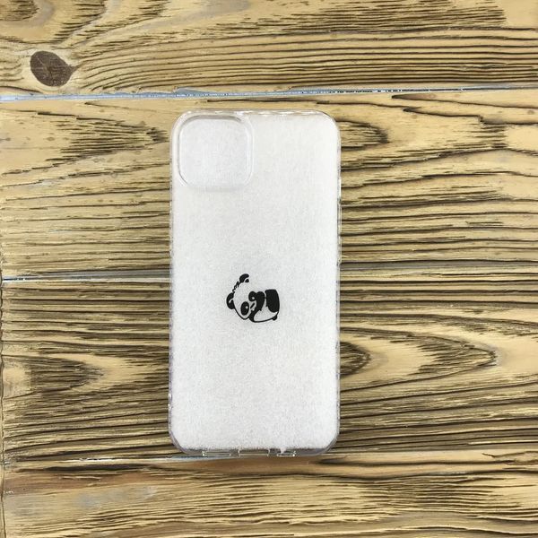 Накладка силиконовая для iPhone 13 &ndash; прозрачный с рисунком Панда. 40000254 фото