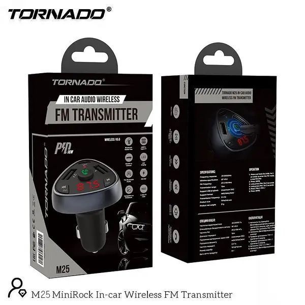 FM модулятор (трансмиттер) Tornado M25- черный 824102 фото