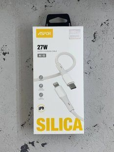 USB кабель Aspor AC-32 Type-C to Lightning Silicone (27W/1м)- білий 51538 фото