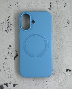 Чехол-накладка Leather with MagSafe для iPhone 16-голубой 40201657 фото
