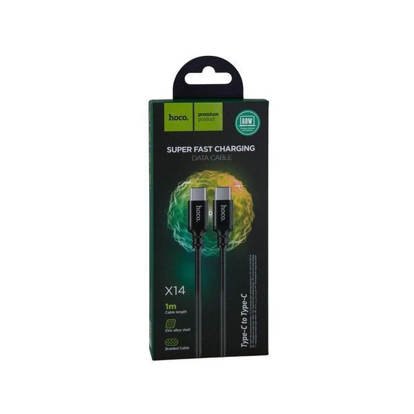 USB кабель Hoco X14 Type-C to Type-C (1m)- черный 40200093 фото