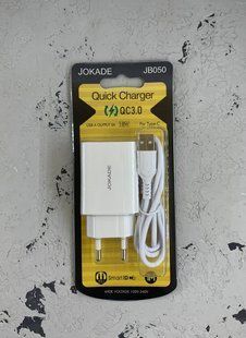 Сетевое зарядное устройство для Jokade JB050 QC 3.0 18W USB-A+USB Type-C- белый 40201819 фото