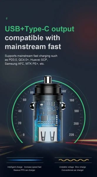 Автомобільний зарядний пристрій Baseus QC3.0 30W usb+usb (CCYD-01) - чорний 51349 фото