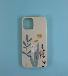 Накладка силиконовая Flowers для iPhone 12/12 Pro- бежевый 815905 фото