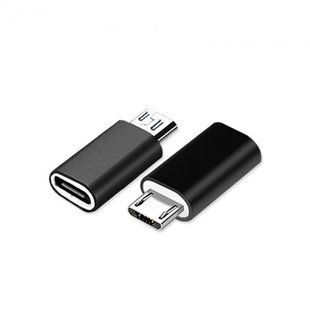 Перехідник Type-C to Micro USB- чорний 822631 фото